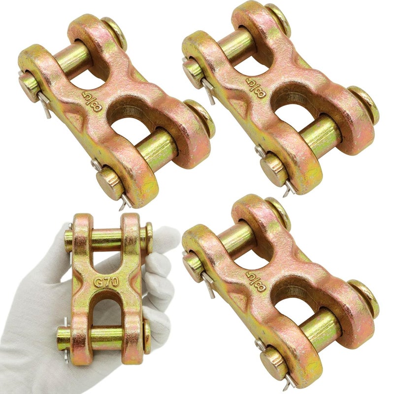 Terixe 4 Pack 5/8 Inch Safety Chain Repair Link, G70 Alloy Steel Double Clevis Chain Connector Link, 16600 Lbs Working Load Chain Connectors - Image 1